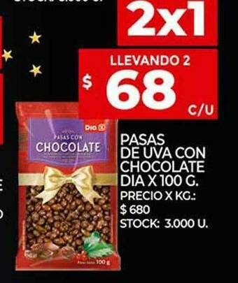 Supermercados DIA Pasas De Uva Con Chocolate Dia oferta