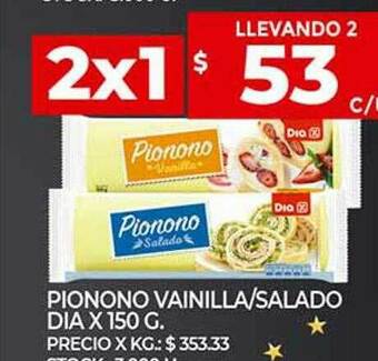 Supermercados DIA Pionono Vainilla Salado Dia oferta