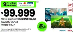 Changomas Philips o RCA Smart TV 65" 4K oferta