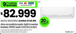 Changomas Noblex aire acondicionado split inverter 3500 watt oferta