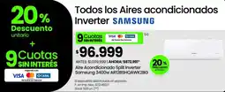 Changomas Samsung aire acndicionado split inverter 3400W oferta