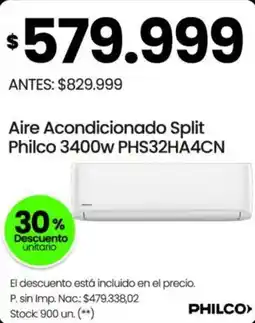 Changomas Philco aire acondicionado split 3400W oferta