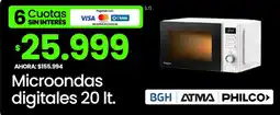 Changomas BGH, ATMA o Philco microondas digitales 20 lt oferta