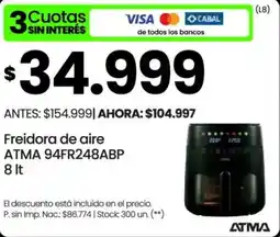 Changomas ATMA freidora de aire 8 lt oferta