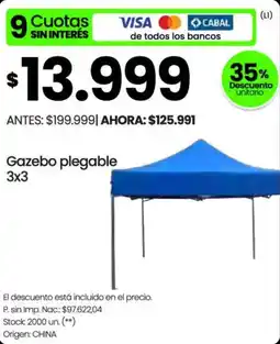 Changomas Gazebo plegable 3x3 oferta