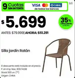 Changomas Silla jardín ratán oferta