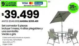 Changomas Set comedor 6 piezas incluye 1 mesa, 4 sillas plegables y una sombrilla oferta