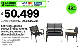 Changomas Set living 4 piezas incluye 1 mesa ratona, 1 sillón, 2 cuerpos y 2 sillones individuales oferta