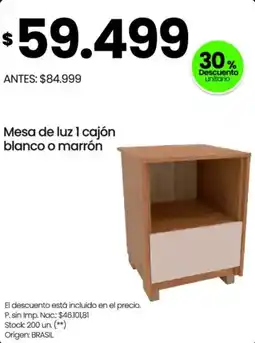 Changomas Mesa de luz 1 cajón blanco o marrón oferta