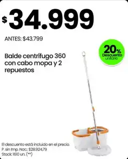 Changomas Balde centrífugo 360 con cabo mopa y 2 repuestos oferta