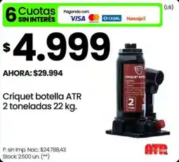 Changomas Criquet botella ATR 2 toneladas 22 kg oferta