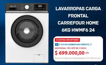 Carrefour Home lavarropas carga frontal 6 kg
