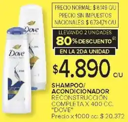 Carrefour Dove shampoo/ acondicionador reconstrucción completa oferta