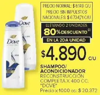 Dove shampoo/ acondicionador reconstrucción completa