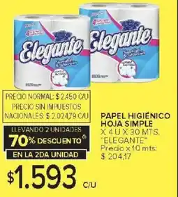 Carrefour Elegante papel higienico hoja simple oferta