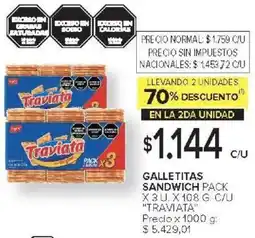 Carrefour Traviata galletitas sandwich pack oferta