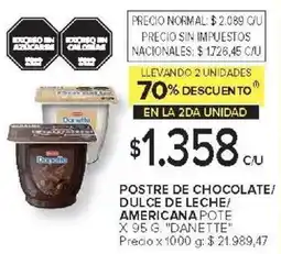 Carrefour Danette postre de chocolate/ dulce de leche/ americana pote oferta