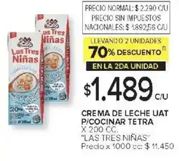 Carrefour Las tres niñas crema de leche uat p/cocinar tetra oferta