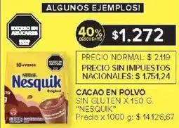 Carrefour Nesquik cacao en polvo sin gluten oferta