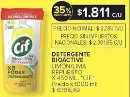 Carrefour Cif detergente bioactive limon/lima repuesto oferta