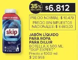 Carrefour Skip expert jabón líquido para ropa para diluir botella oferta