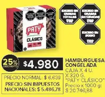 Paty clásico hamburguesa congelada caja
