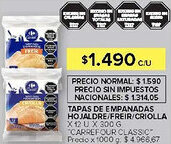Carrefour Carrefour classic tapas de empanadas hojaldre/freir/criolla oferta