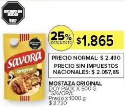 Carrefour Savora mostaza original doy pack oferta