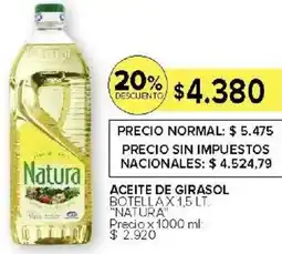 Carrefour Natura aceite de girasol botella oferta