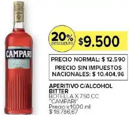 Carrefour Campari aperitivo c/alcohol bitter botella oferta