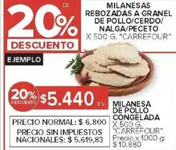 Carrefour Carrefour milanesas rebozadas a granel de pollo/cerdo/ nalga/peceto oferta