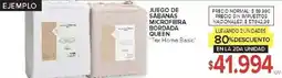 Carrefour Tex home basic juego de sábanas microfibra bordada queen oferta