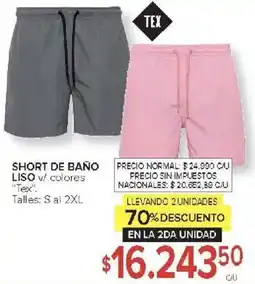 Carrefour Tex short de baño liso v/ colores oferta