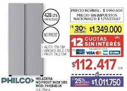 Carrefour Philco heladera no frost inox sbs oferta