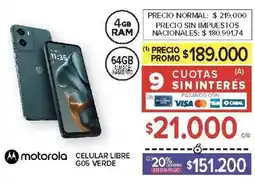 Carrefour Motorola celular libre g05 verde oferta
