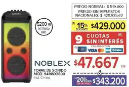 Carrefour Noblex torre de sonido oferta