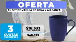 Supermayorista Vital En set de vajilla corona y alleanza oferta