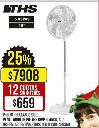 Coto Ventilador De Pie Ths 18vp Blanco oferta
