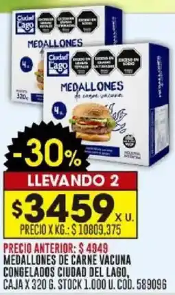 Coto Medallones de carne vacuna congelados ciudad del lago caja oferta