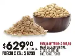 Coto Maní salado/sin sal oferta