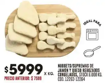 Nuggets/supremas de jamón y queso rebozados congelados