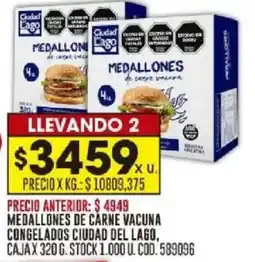 Coto Medallones de carne vacuna congelados ciudad del lago oferta