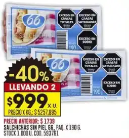 Coto 66 salchichas sin piel oferta