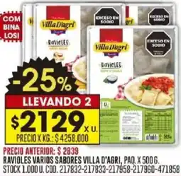 Coto Ravioles varios sabores villa d'agri, paq. oferta