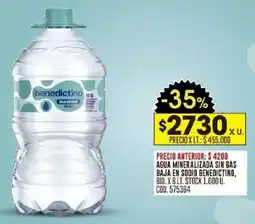Coto Agua mineralizada sin gas baja en sodio benedictino, bid. oferta