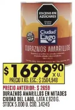 Coto Ciudad del lago duraznos amarillos en mitades lata oferta