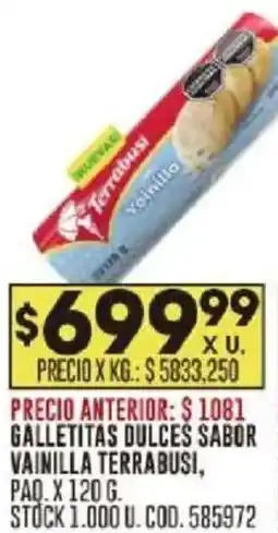 Coto Terrabusi galletitas dulces sabor vainilla paq. oferta