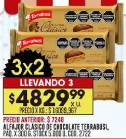 Coto Terrabusi alfajor clásico de chocolate paq. oferta