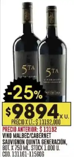 Coto Quinta generación vino malbec/cabernet sauvignon bot. oferta