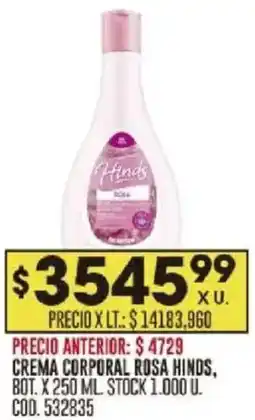 Coto Hinds crema corporal rosa bot. oferta